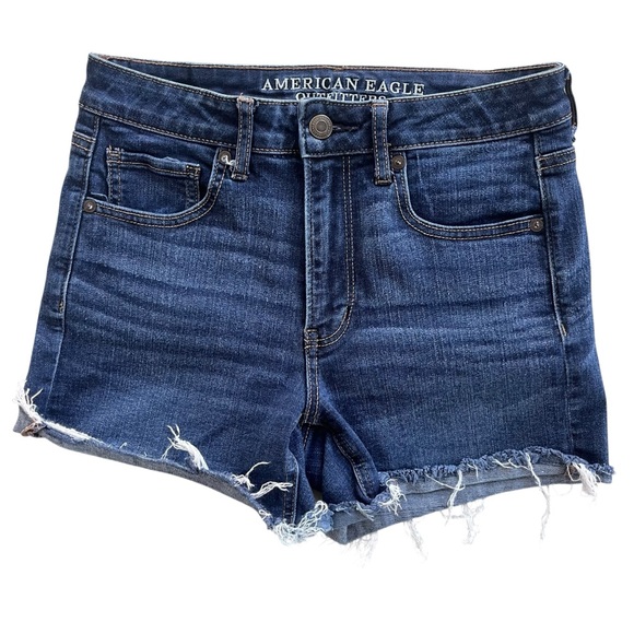 American Eagle Women’s 4 Dark Wash Super Stretch Super Hi Rise Shortie AEO Denim - Picture 1 of 13